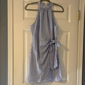 SHEIN Blue and White Striped Mini Dress